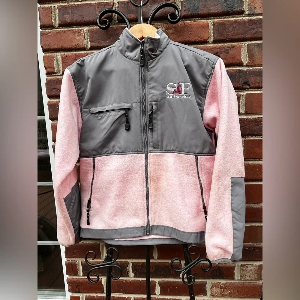 Gray and Pink Zip-Up San Francisco Jacket